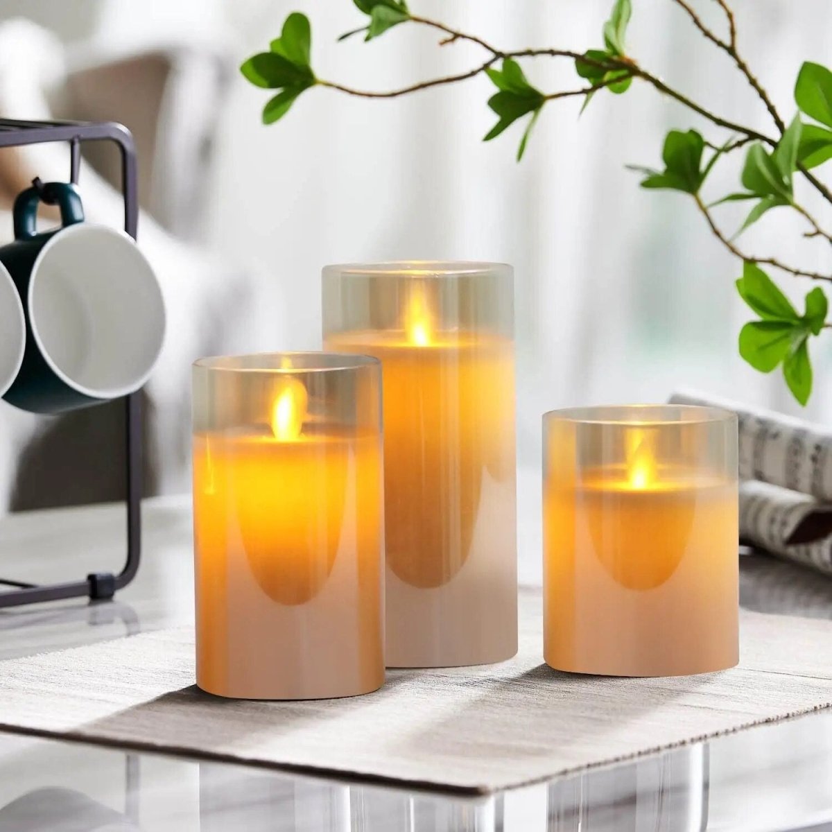 FlameLight™ - Duurzame vlamloze kaarsen - set van 3 - Hufitta